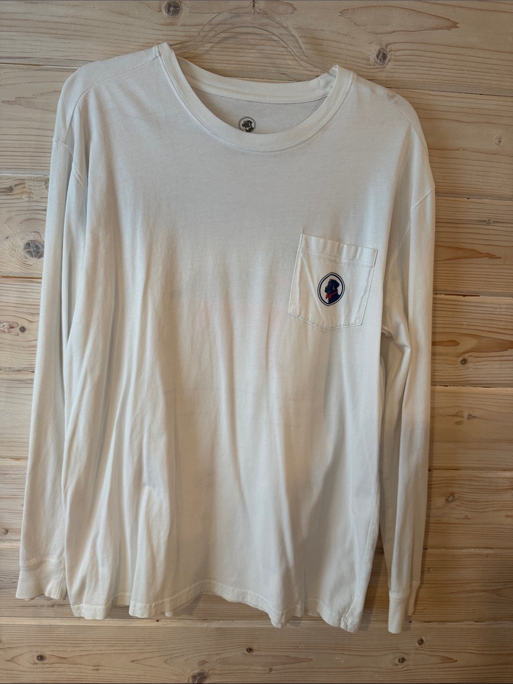 Southern Proper Cream Long-Sleeve Pocket Tee with Logo